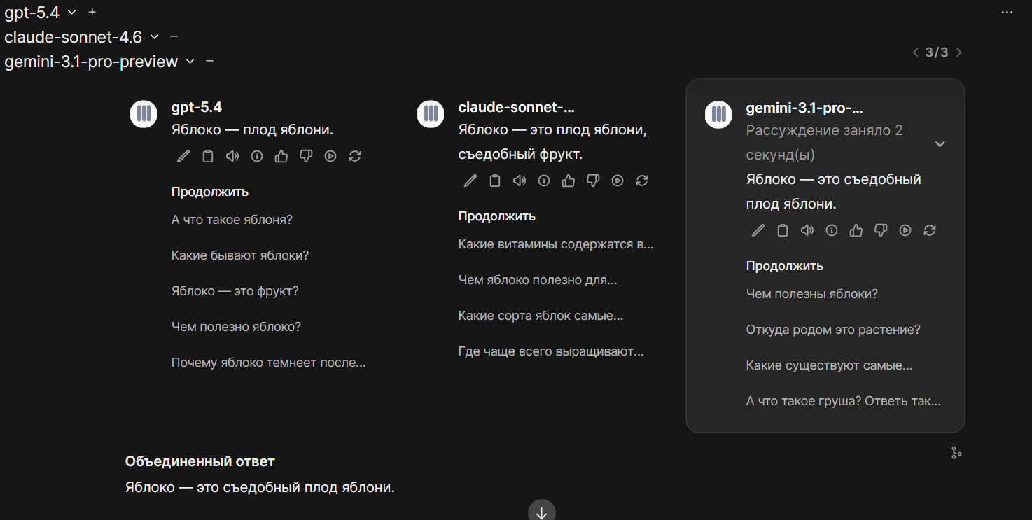 Результаты сравнения
